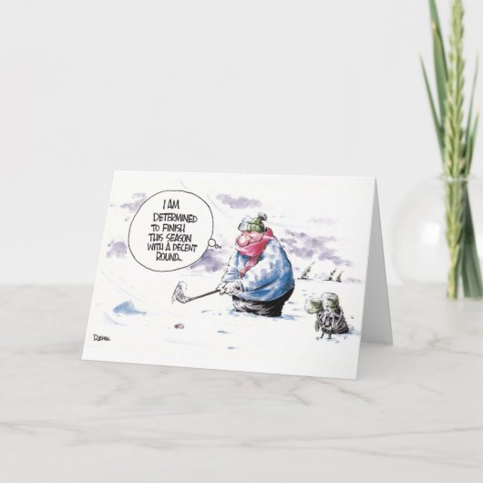 ゴルフ漫画の挨拶状: 定められる終わることを カード (正面)