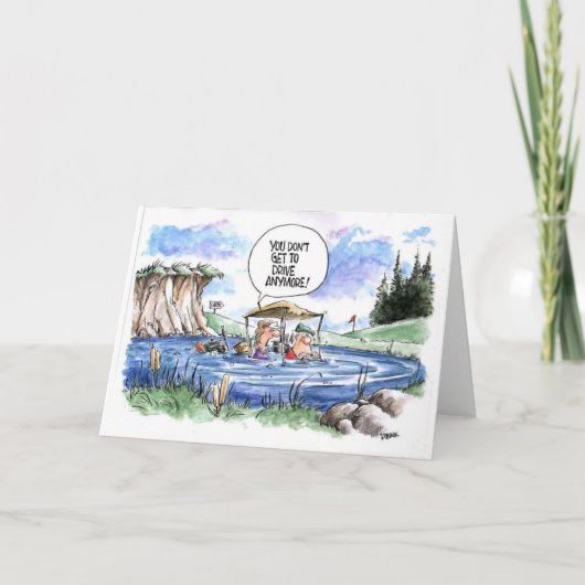 ゴルフ漫画の挨拶状: 悪い運転者 カード (正面)