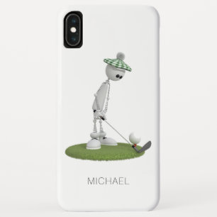 ゴルフ漫画ティーオフ名パーソナライズされた前  ゴルフ iPhone XS MAXケース