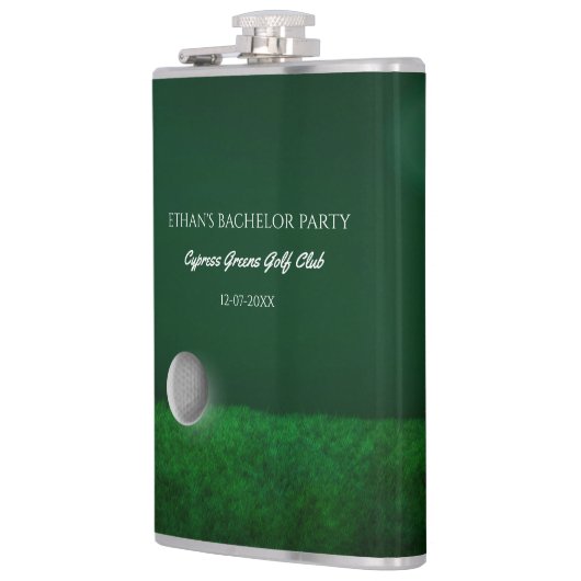 ゴルフ独身パーティー - ゴルフボールとコースのグリーン フラスク (左)