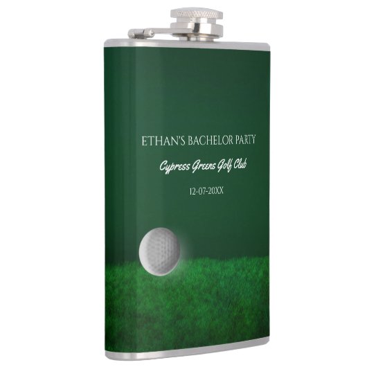 ゴルフ独身パーティー - ゴルフボールとコースのグリーン フラスク (右)