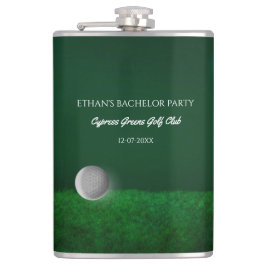 ゴルフ独身パーティー - ゴルフボールとコースのグリーン フラスク