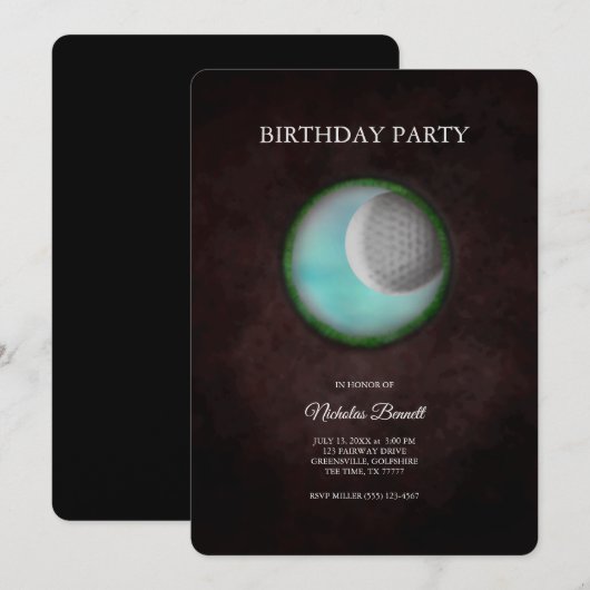 ゴルフ独身パーティー - ゴルフ旅行 クラシック ミニマル 招待状 (正面/裏面)