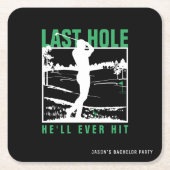 ゴルフ独身最後のホールで打つ面白い最後のショット スクエアペーパーコースター (正面)