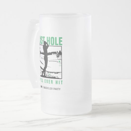 ゴルフ独身最後のホール 彼が今後打つことはない フロストグラスビールジョッキ (正面左)