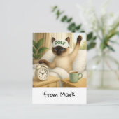 ゴルフ猫好きはベッドにいる ポストカード (スタンド正面)