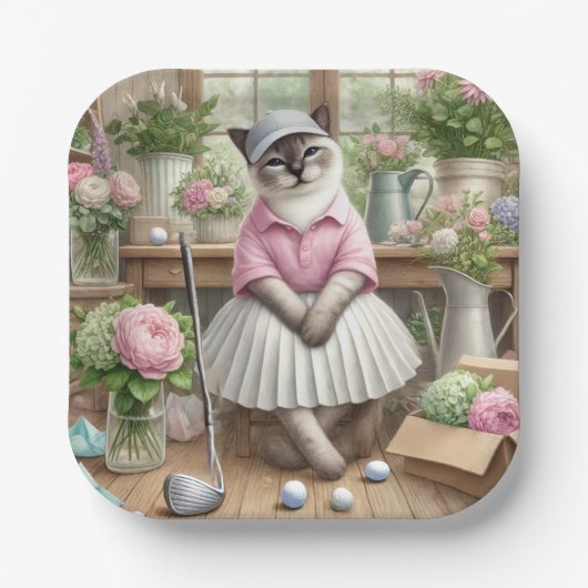 ゴルフ猫好き ペーパープレート (正面)