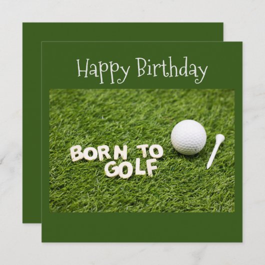 ゴルフ生まれからゴルフの誕生日カードの単語の緑 (正面/裏面)