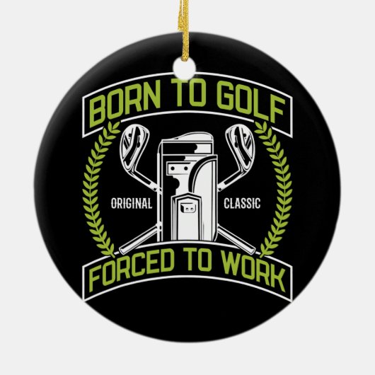 ゴルフ生まれゴルファーのデザインを強制されてゴルフをする セラミックオーナメント (裏面)