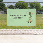 ゴルフ用ウォーミングアップ女性ゴルファー緑 横断幕 (インサイチュ)