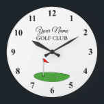 ゴルフ用カスタムゴルフクラブハウスの壁掛け時計 ラージ壁時計<br><div class="desc">ゴルフカスタム用のゴルフクラブハウスの壁掛け時計。数エレガント字の壁時計デザイン。クラブハウス、ドライブレンジ、キッチン、ビジネス、ショップ、会社、結婚's、オフィス、キャディーマスター、プレーヤー、子どもなどの高級なデコール。自分の名前をカスタムする、モノグラムイニシャル、感動的引用文、おもしろいことわざ、見積などを追加します。</div>