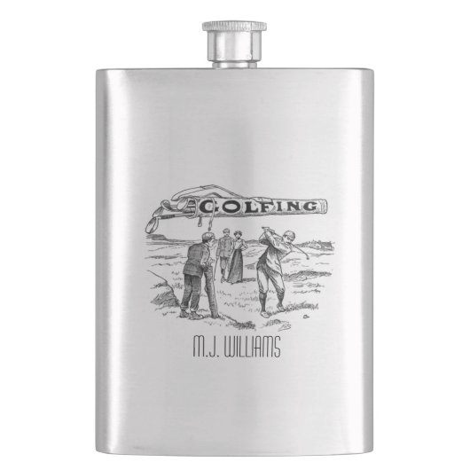 ゴルフ用ゴルファーヴィンテージゴルフプレーヤートーナメント フラスク (正面)