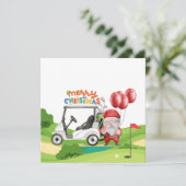 ゴルフ用ゴルフバッグカート付きメリークリスマス シーズンカード (スタンド正面)
