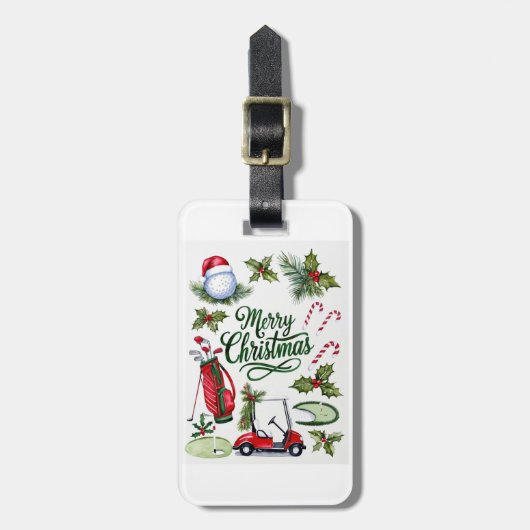 ゴルフ用品のクリスマスパーティー Xmas ラゲッジタグ (正面縦)