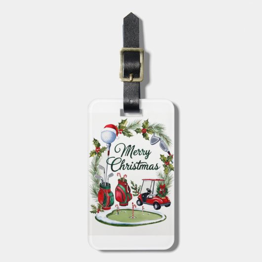 ゴルフ用品のクリスマスパーティー Xmas ラゲッジタグ (正面縦)
