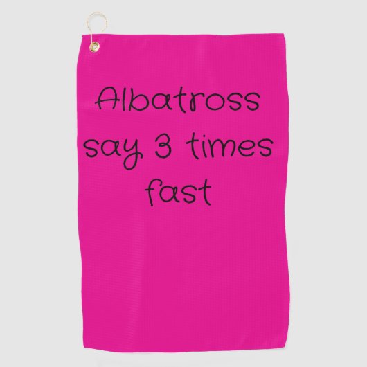 ゴルフ用語とホットピンクのゴルフハンドタオル ゴルフタオル (正面)