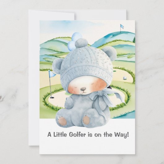 ゴルフ男の赤ちゃんブルーテーマ 招待状 (正面)