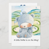 ゴルフ男の赤ちゃんブルーテーマ 招待状 (正面/裏面)