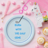 ゴルフ男の赤ちゃん生まれを青色にしたゴルフ遺伝子   ペーパープレート (パーティー)