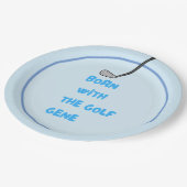 ゴルフ男の赤ちゃん生まれを青色にしたゴルフ遺伝子   ペーパープレート (アングル)