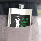 ゴルフ男らしティー引用文かわいいモノグラムブラックグリーン フラスク (インサイチュ)