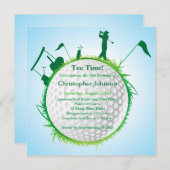 ゴルフ男子 50歳誕生日パーティー招待状 招待状 (正面/裏面)