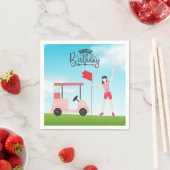 ゴルフ私の誕生日の女性ゴルファーがグリーンに スタンダードカクテルナプキン (インサイチュ)