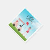 ゴルフ私の誕生日の女性ゴルファーがグリーンに スタンダードカクテルナプキン (角)