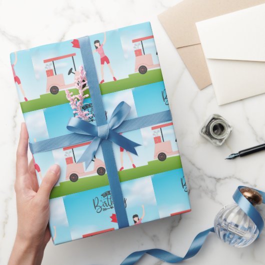 ゴルフ私の誕生日の女性ゴルファーがグリーンに ラッピングペーパー (ギフト)