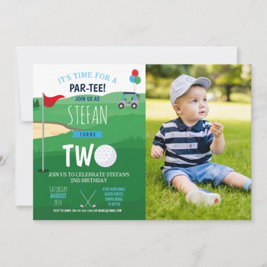 ゴルフ第2誕生日2ゴルフ招待状おもしろい写真 招待状 (正面)