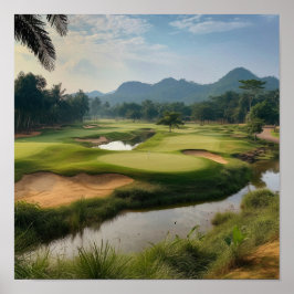 ゴルフ素晴らしコース景観プリント ポスター