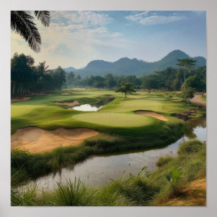 ゴルフ素晴らしコース景観プリント ポスター