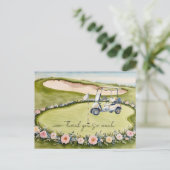 ゴルフ結婚のサンキューカードゴルフ場の水彩画 ポストカード (スタンド正面)