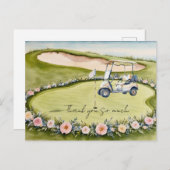 ゴルフ結婚のサンキューカードゴルフ場の水彩画 ポストカード (正面/裏面)