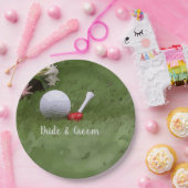 ゴルフ結婚のボールと花 ペーパープレート (パーティー)