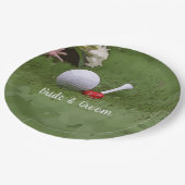 ゴルフ結婚のボールと花 ペーパープレート (アングル)