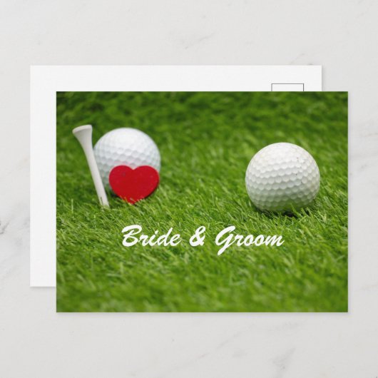 ゴルフ結婚の新郎新婦は愛情を込めてティーオフ ポストカード (正面/裏面)
