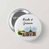 ゴルフ結婚の新郎新婦ゴルフボールティー愛 缶バッジ (正面&裏面)