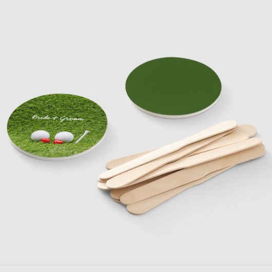 ゴルフ結婚の2つのゴルフボールのグリーンに愛と ハンドファン (組立なし)