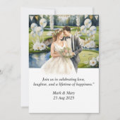 ゴルフ結婚をテーマにした水の色 招待状 (正面)