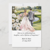ゴルフ結婚をテーマにした水の色 招待状 (正面)