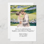 ゴルフ結婚をテーマにした水の色 招待状 (正面/裏面)