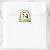 ゴルフ結婚をテーマにした猫好き スクエアシール (バッグ)