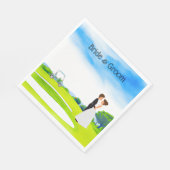 ゴルフ結婚コースのゴルファーの新郎新婦 スタンダードランチョンナプキン (角)