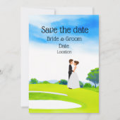 ゴルフ結婚コースのゴルファーの新郎新婦 招待状 (正面)