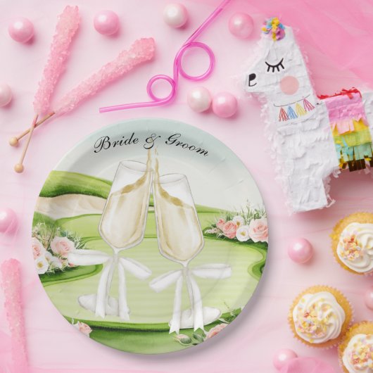 ゴルフ結婚コースをテーマにしたゴルフ ペーパープレート (パーティー)