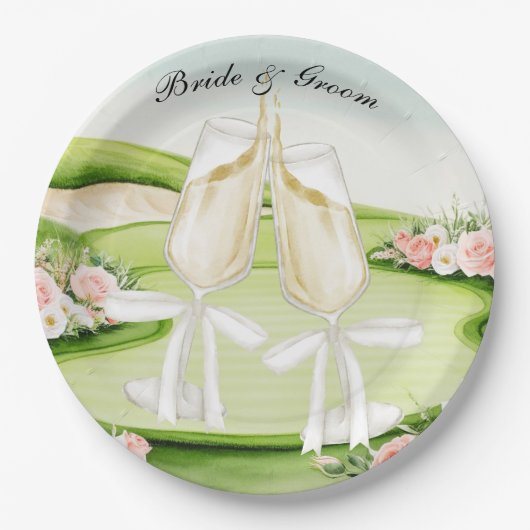 ゴルフ結婚コースをテーマにしたゴルフ ペーパープレート (正面)