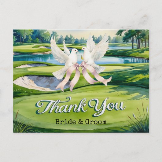 ゴルフ結婚ズオンゴルフコース水彩画 ポストカード (正面)
