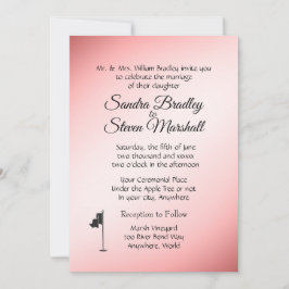 ゴルフ結婚ズテーマピンク招待状 招待状