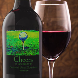 ゴルフ結婚テーマのワインラベル ワインラベル